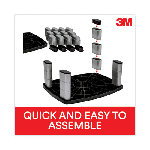 Image of 3M Extra-Wide Adjustable Monitor Stand, 20" X 12" X 1" To 5.78", Silver/black, Supports 40 Lbs