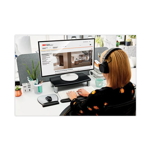 Image of 3M Extra-Wide Adjustable Monitor Stand, 20" X 12" X 1" To 5.78", Silver/black, Supports 40 Lbs