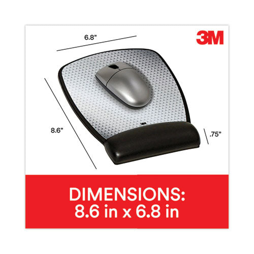 Image of 3M Antimicrobial Gel Compact Mouse Pad with Wrist Rest, 8.6 x 6.75, Black