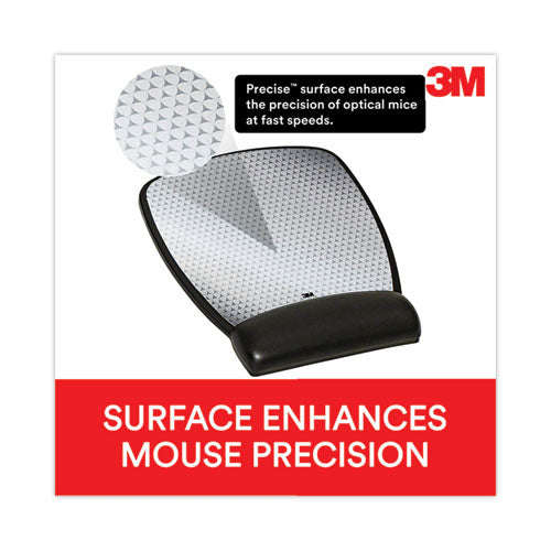 Image of 3M Antimicrobial Gel Compact Mouse Pad with Wrist Rest, 8.6 x 6.75, Black
