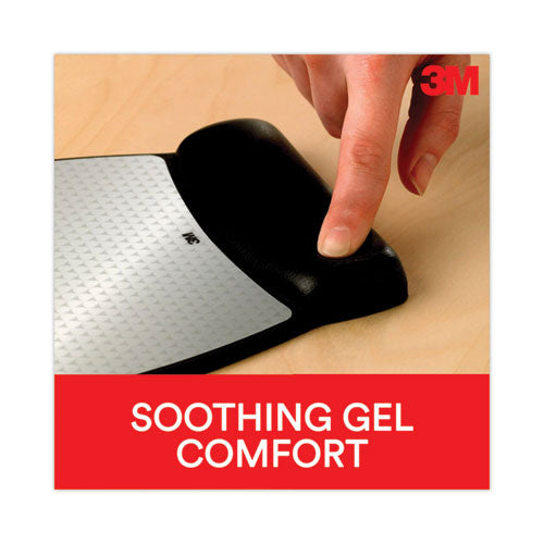 Image of 3M Antimicrobial Gel Compact Mouse Pad with Wrist Rest, 8.6 x 6.75, Black