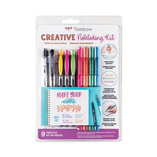Image of Tombow® Creative Notetaking Kit, 0.7mm Ballpoint Pen, 0.5mm HB Pencil, (4) Bullet/Chisel Tip Markers,(3) Chisel/Fine Tip Highlighters