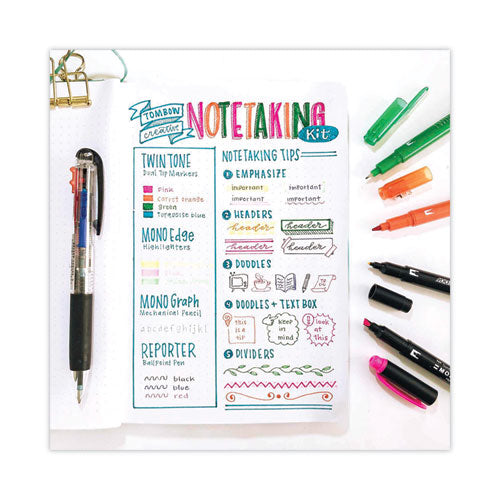 Image of Tombow® Creative Notetaking Kit, 0.7mm Ballpoint Pen, 0.5mm HB Pencil, (4) Bullet/Chisel Tip Markers,(3) Chisel/Fine Tip Highlighters