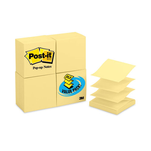 Image of Post-it® Pop-up Notes Original Canary Yellow Pop-up Refill Value Pack, 3" x 3", Canary Yellow, 100 Sheets/Pad, 24 Pads/Pack