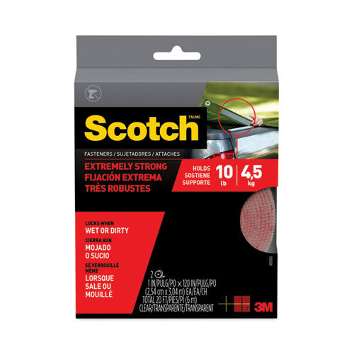 Image of Scotch Extreme Fasteners, 1" X 10 Ft, Clear, 2/pack