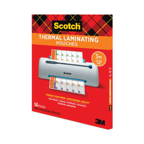 Image of Scotch Laminating Pouches, 3 Mil, 9" X 11.5", Gloss Clear, 50/pack