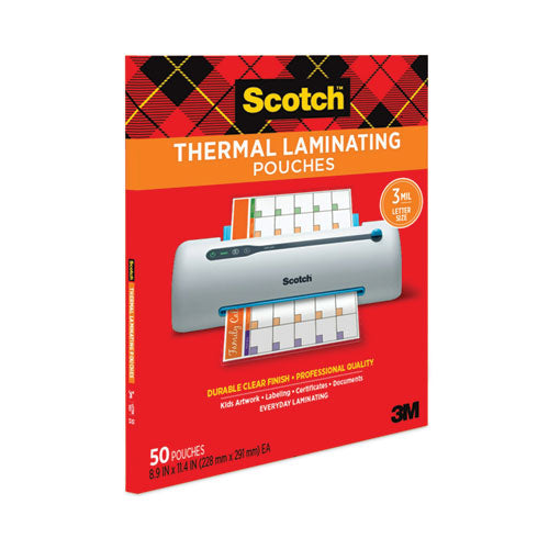 Image of Scotch Laminating Pouches, 3 Mil, 9" X 11.5", Gloss Clear, 50/pack