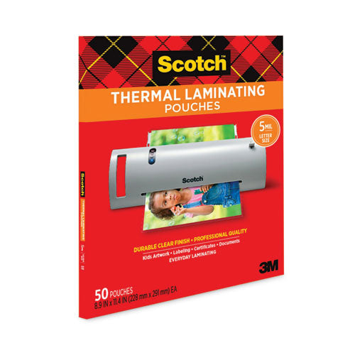 Image of Scotch Laminating Pouches, 5 Mil, 9" X 11.5", Gloss Clear, 50/pack