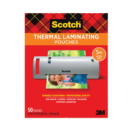 Image of Scotch Laminating Pouches, 5 Mil, 9" X 11.5", Gloss Clear, 50/pack