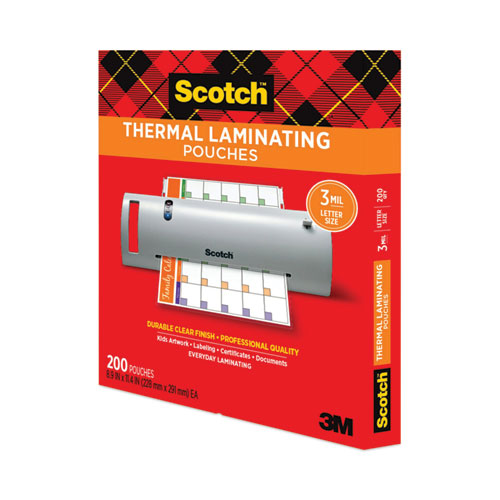Image of Scotch Laminating Pouches, 3 Mil, 9" X 11.5", Gloss Clear, 200/pack