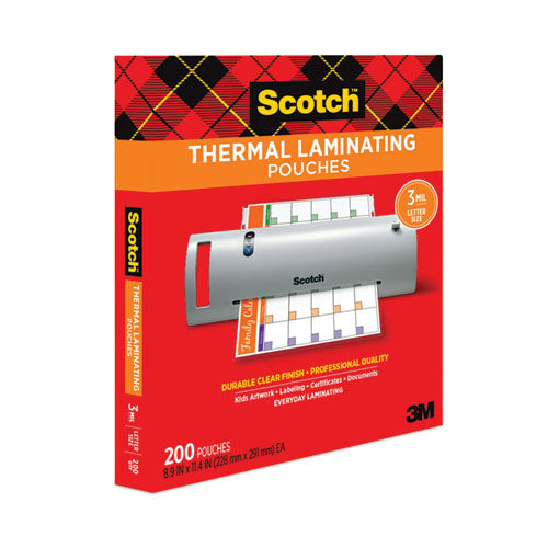 Image of Scotch Laminating Pouches, 3 Mil, 9" X 11.5", Gloss Clear, 200/pack