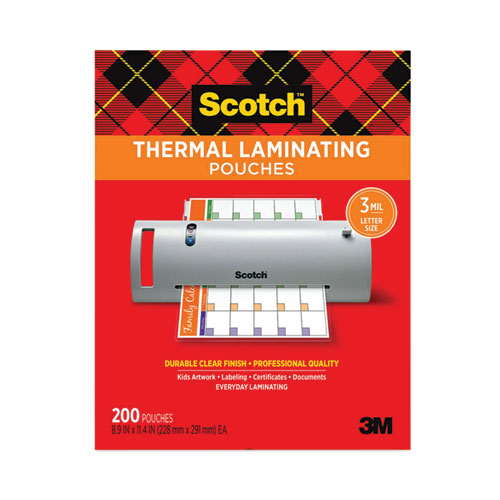 Image of Scotch Laminating Pouches, 3 Mil, 9" X 11.5", Gloss Clear, 200/pack