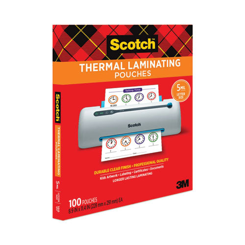 Image of Scotch Laminating Pouches, 5 Mil, 9" X 11.5", Gloss Clear, 100/pack