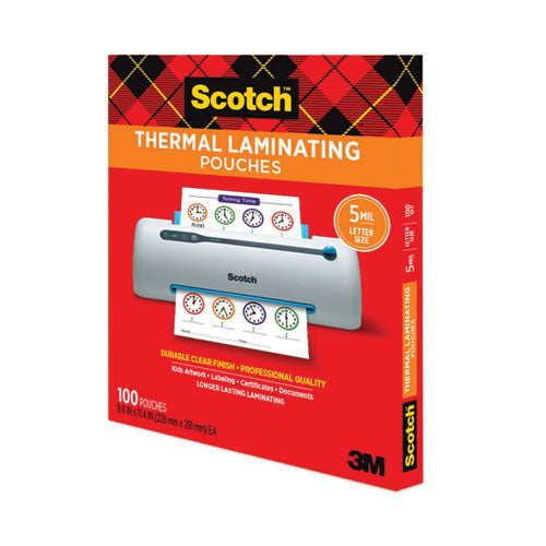 Image of Scotch Laminating Pouches, 5 Mil, 9" X 11.5", Gloss Clear, 100/pack