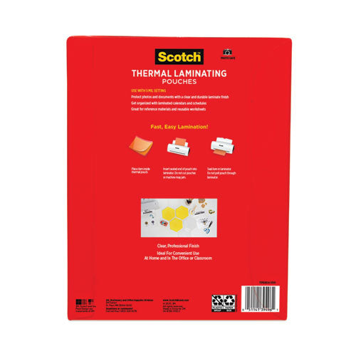 Image of Scotch Laminating Pouches, 5 Mil, 9" X 11.5", Gloss Clear, 100/pack