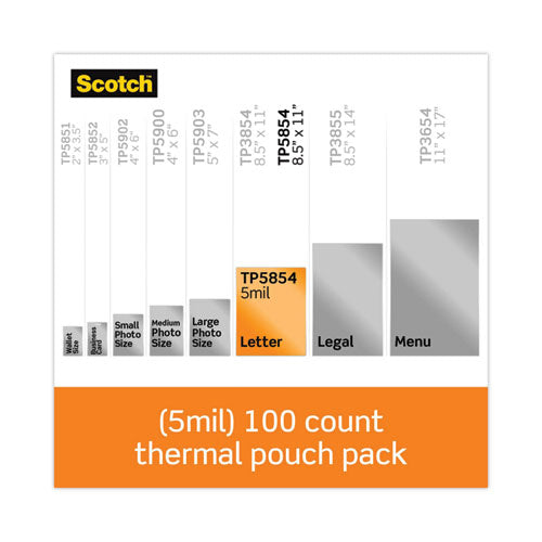 Image of Scotch Laminating Pouches, 5 Mil, 9" X 11.5", Gloss Clear, 100/pack
