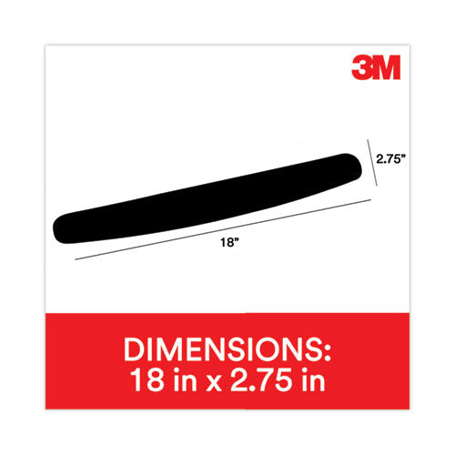 Image of 3M Antimicrobial Foam Keyboard Wrist Rest, 18 x 2.75, Black