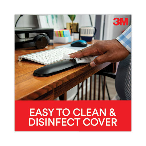 Image of 3M Antimicrobial Gel Large Keyboard Wrist Rest, 19 x 2.75, Black