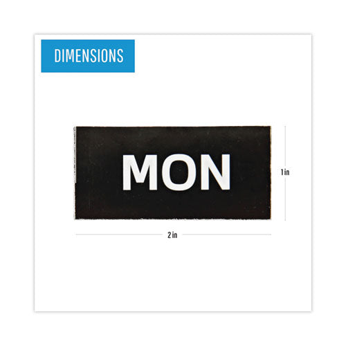 Image of MasterVision® Heavy-Duty Board Magnet Labels, Days of the Week (Monday-Sunday), 1" Tall, White Characters, Black Background, 7/Pack