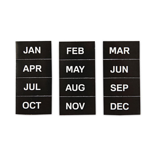 Image of MasterVision® Heavy-Duty Board Magnet Labels, Months of the Year (January-December), 1" Tall, White Characters, Black Background, 12/Pack
