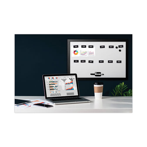 Image of MasterVision® Heavy-Duty Board Magnet Labels, Months of the Year (January-December), 1" Tall, White Characters, Black Background, 12/Pack
