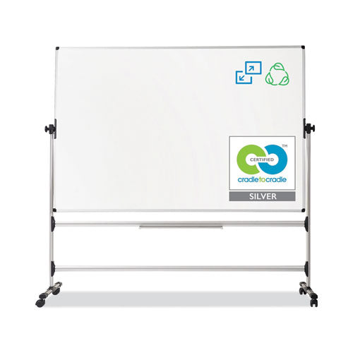 Image of MasterVision® Earth Silver Easy Clean Mobile Revolver Dry Erase Boards, 36" x 48", White Surface, Natural Steel Frame