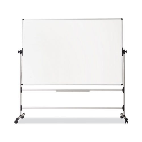 Image of MasterVision® Earth Silver Easy Clean Mobile Revolver Dry Erase Boards, 36" x 48", White Surface, Natural Steel Frame