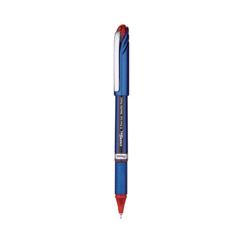 Image of Pentel® EnerGel NV Gel Pen, Stick, Fine 0.5 mm, Red Ink, Blue/Red Barrel, Dozen