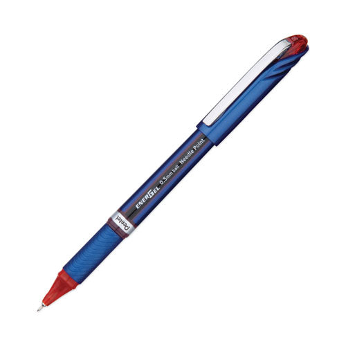 Image of Pentel® EnerGel NV Gel Pen, Stick, Fine 0.5 mm, Red Ink, Blue/Red Barrel, Dozen