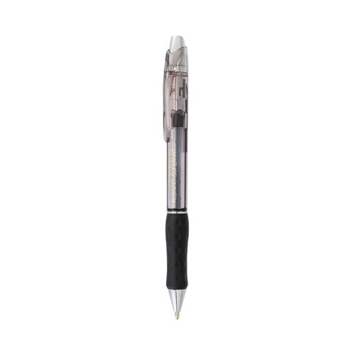 Image of Pentel® R.S.V.P. Super RT Ballpoint Pen, Retractable, Medium 1 mm, Black Ink, Clear/Black Barrel, Dozen