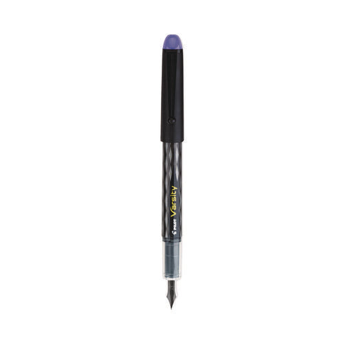 Image of Pilot® Varsity Fountain Pen, Medium 1 mm, Purple Ink, Clear/Black/Purple Barrel