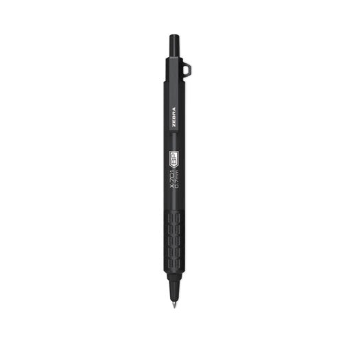 Image of Zebra® X-701 Ballpoint Pen, Retractable, Fine 0.7 Mm, Black Ink, Black Barrel