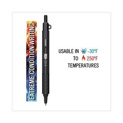 Image of Zebra® X-701 Ballpoint Pen, Retractable, Fine 0.7 Mm, Black Ink, Black Barrel