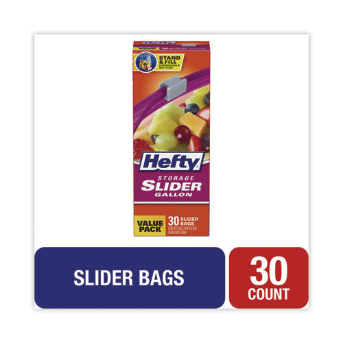 Image of Hefty® Slider Stand and Fill Food Storage Bags, Gallon, 10.56" x 11", Clear, 30/Box