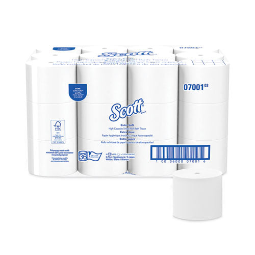 Image of Scott® Essential Extra Soft Coreless Standard Roll Bath Tissue, Septic Safe, 2-Ply, White, 800 Sheets/roll, 36 Rolls/carton