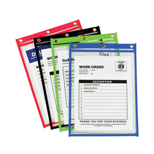 Image of C-Line® Heavy-Duty Super Heavyweight Plus Stitched Shop Ticket Holders, Clear/Assorted, 9 X 12, 20/Box