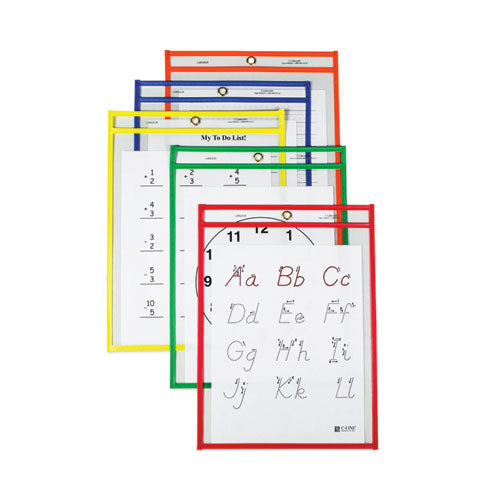 Image of C-Line® Reusable Dry Erase Pockets, 9 X 12, Assorted Primary Colors, 25/box
