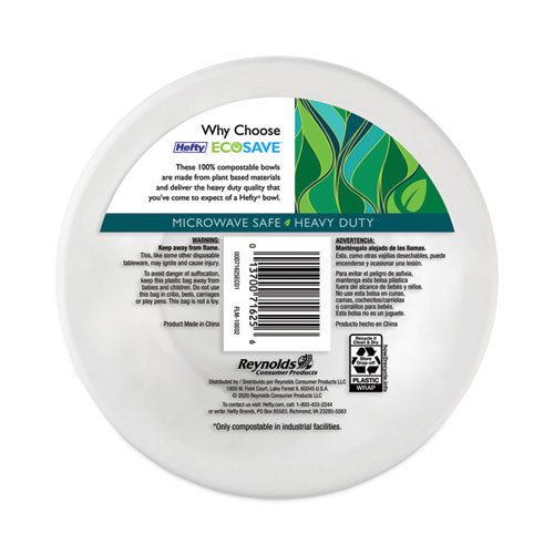 Image of Hefty® ECOSAVE Tableware, Plate, Sugarcane, 6.75" dia, White, 30/Pack