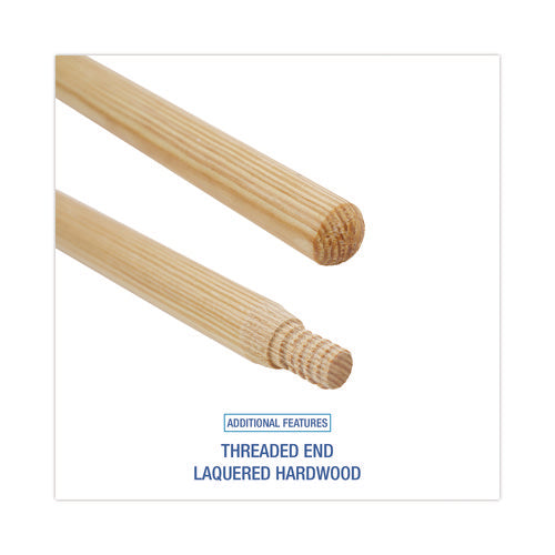 Image of Boardwalk® Heavy-Duty Threaded End Lacquered Hardwood Broom Handle, 1.13" dia x 60", Natural