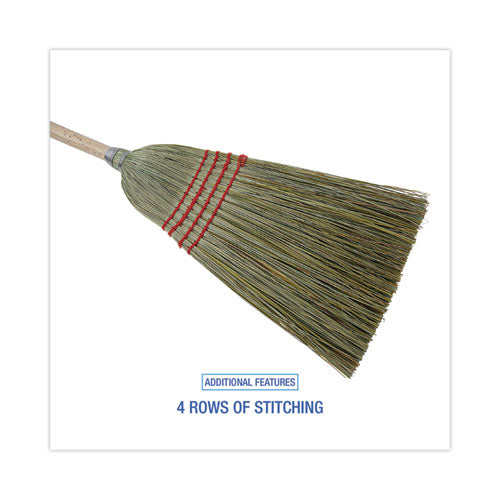 Image of Boardwalk® Mixed Fiber Maid Broom, Mixed Fiber Bristles, 55" Overall Length, Natural, 12/carton
