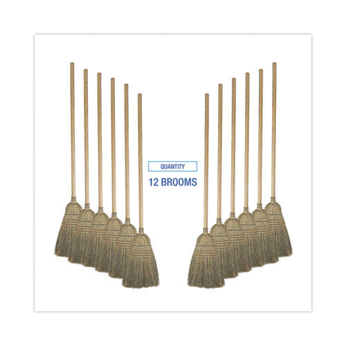 Image of Boardwalk® Warehouse Broom, Corn Fiber Bristles, 56" Overall Length, Natural, 12/carton