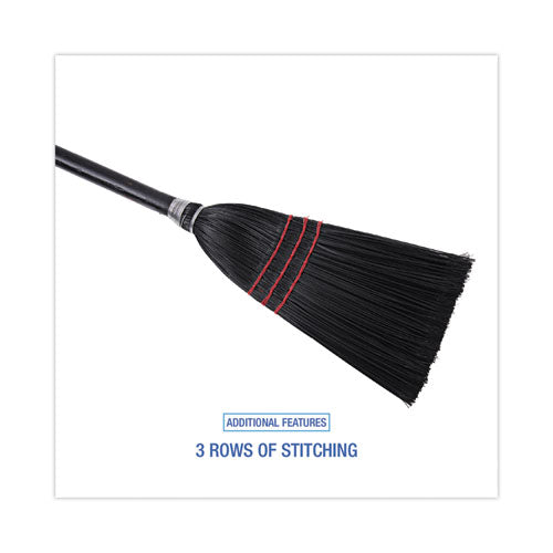 Image of Boardwalk® Flag Tipped Poly Lobby Brooms, Flag Tipped Poly Bristles, 38" Overall Length, Natural/black, 12/carton