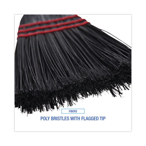 Image of Boardwalk® Flag Tipped Poly Lobby Brooms, Flag Tipped Poly Bristles, 38" Overall Length, Natural/black, 12/carton