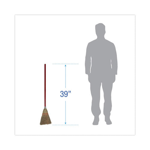 Image of Boardwalk® Corn Fiber Lobby/toy Broom, Corn Fiber Bristles, 39" Overall Length, Red, 12/carton