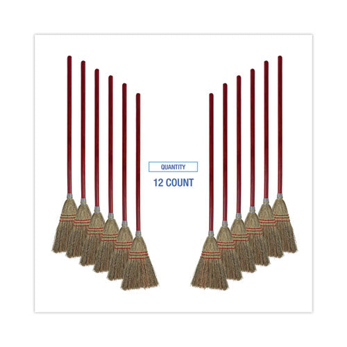 Image of Boardwalk® Corn Fiber Lobby/toy Broom, Corn Fiber Bristles, 39" Overall Length, Red, 12/carton
