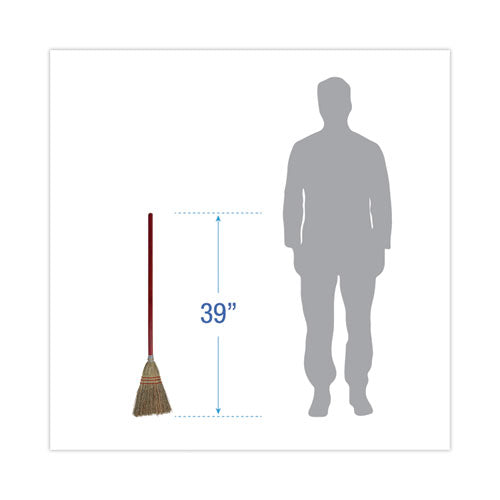 Image of Boardwalk® Corn Fiber Lobby/toy Broom, Corn Fiber Bristles, 39" Overall Length, Red