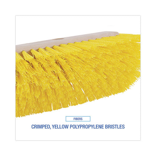 Image of Boardwalk® Dual-Surface Scrub Brush, Yellow Polypropylene Bristles, 10" Brush, Plastic Handle
