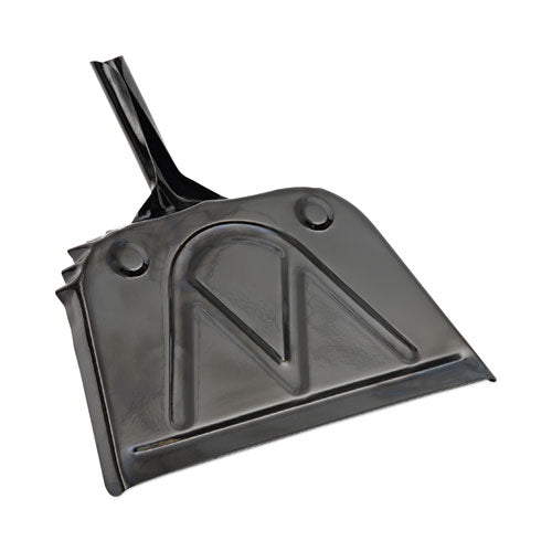 Image of Boardwalk® Metal Dust Pan, 12 x 14, 5" Handle, 20-Gauge Steel, Black