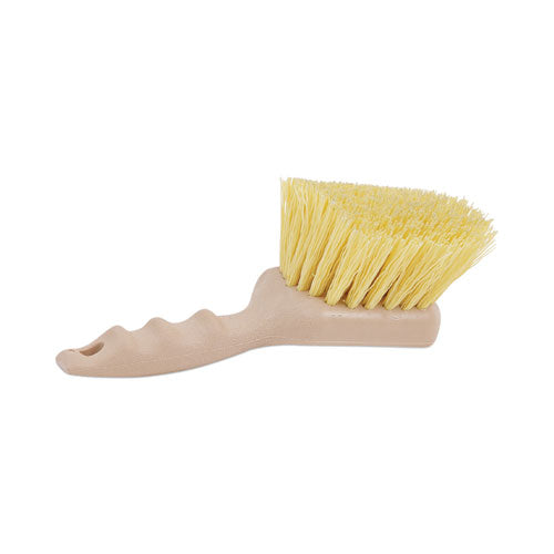 Image of Boardwalk® Utility Brush, Cream Polypropylene Bristles, 5.5" Brush, 3" Tan Plastic Handle
