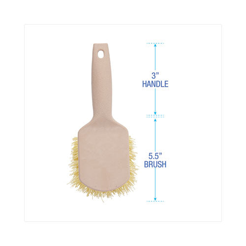 Image of Boardwalk® Utility Brush, Cream Polypropylene Bristles, 5.5" Brush, 3" Tan Plastic Handle